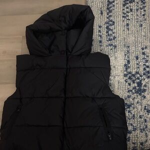 ALO Black Puffer Vest with Hood